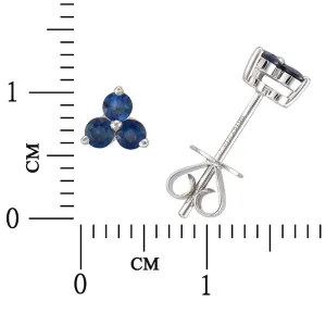 0.37ct tw Royal Blue Sapphire Trio Stud Earrings