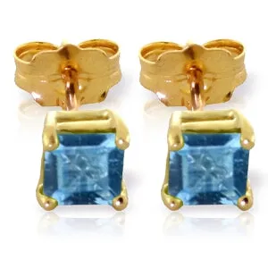 0.95 Carat 14K Solid Yellow Gold Flowers Don't Lie Blue Topaz Earrings