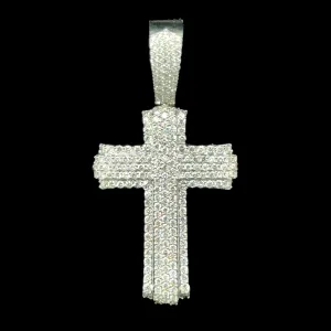 10K White Gold 2.23ct Diamond Cross Pendant