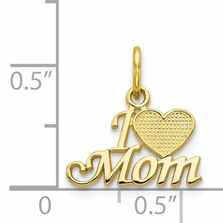 10k Yellow Gold Polished Satin I Love Mom Charm