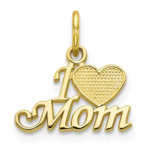 10k Yellow Gold Polished Satin I Love Mom Charm