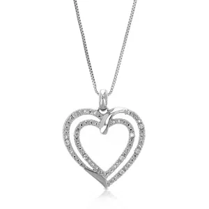 1/14 cttw Lab Grown Diamond Heart Pendant Necklace .925 Sterling Silver 3/4 Inch with 18 Inch Chain, Size 1 Inch