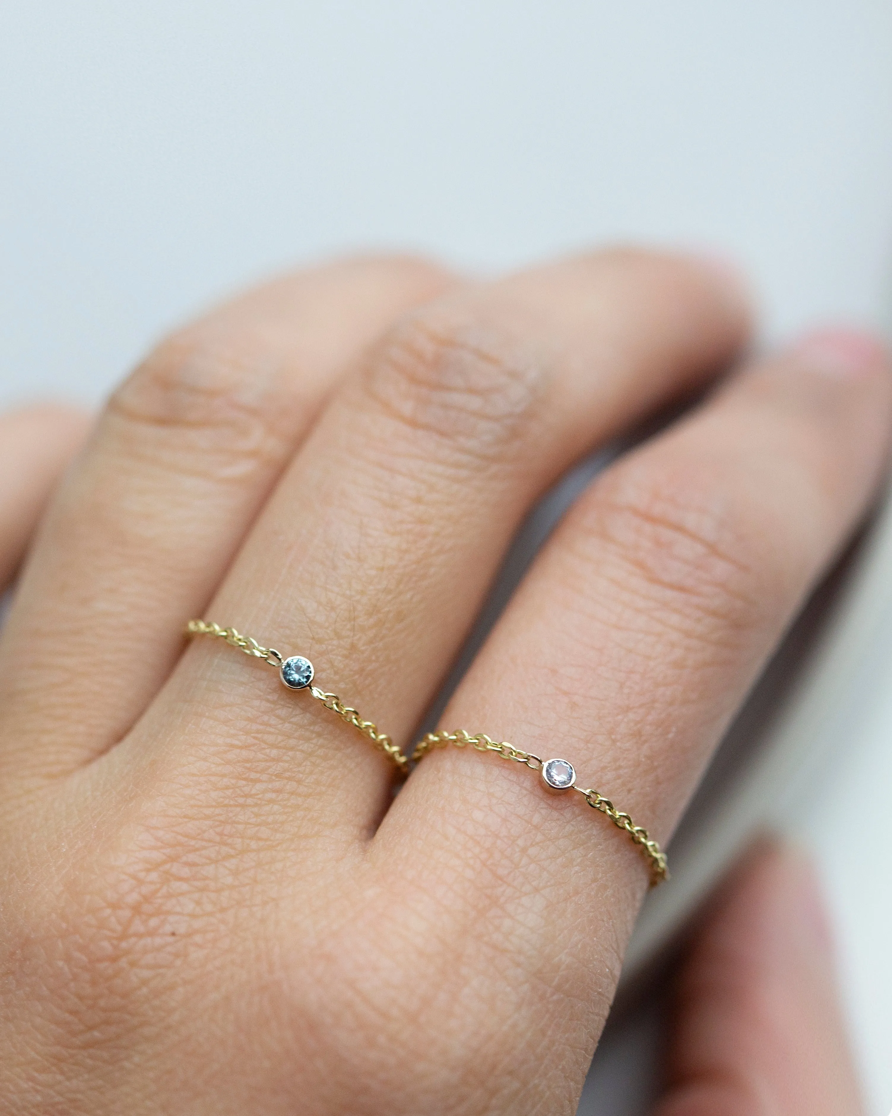 14k Gold Birthstone Chain Ring