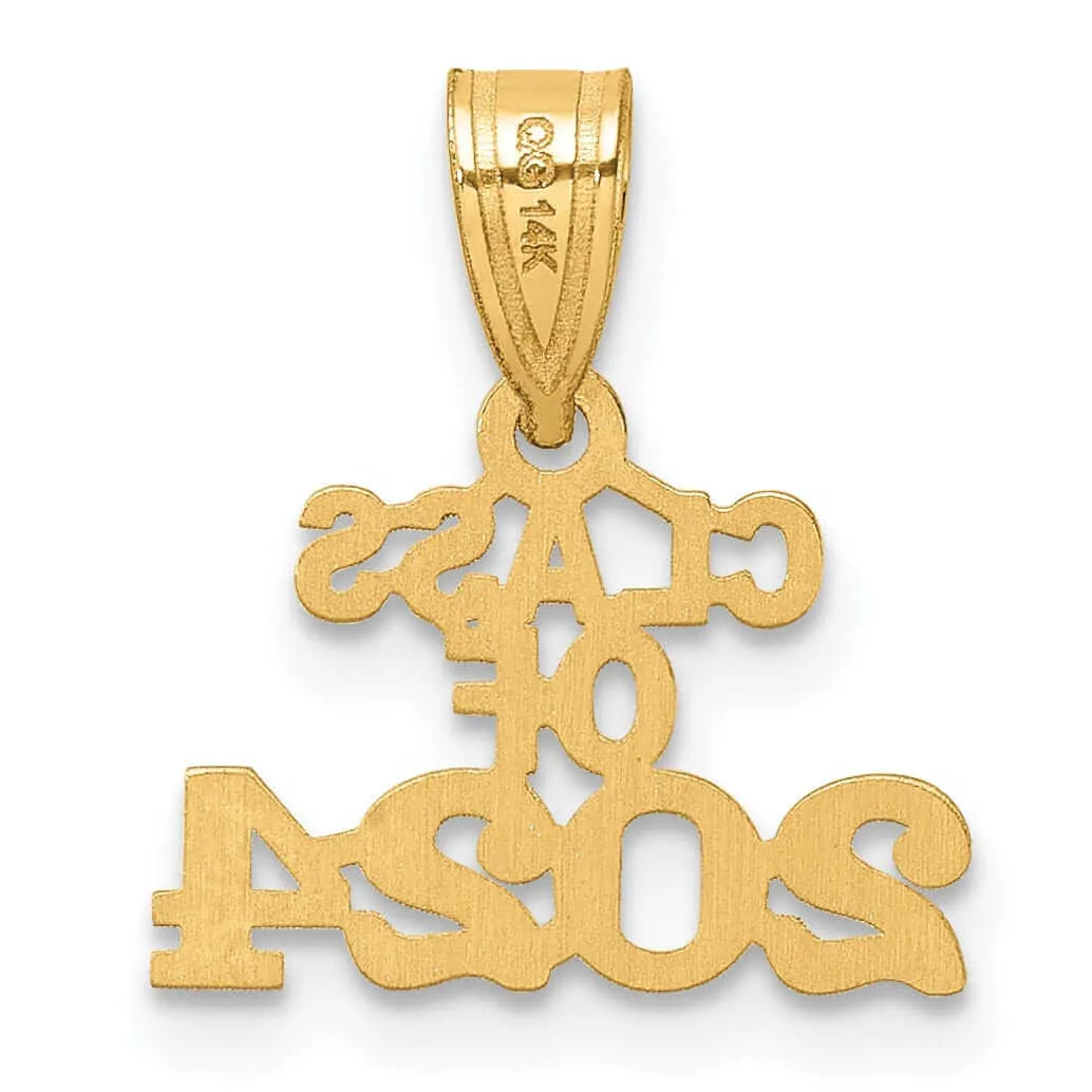 14K Polished Block CLASS OF 2024 Charm - Yellow Gold