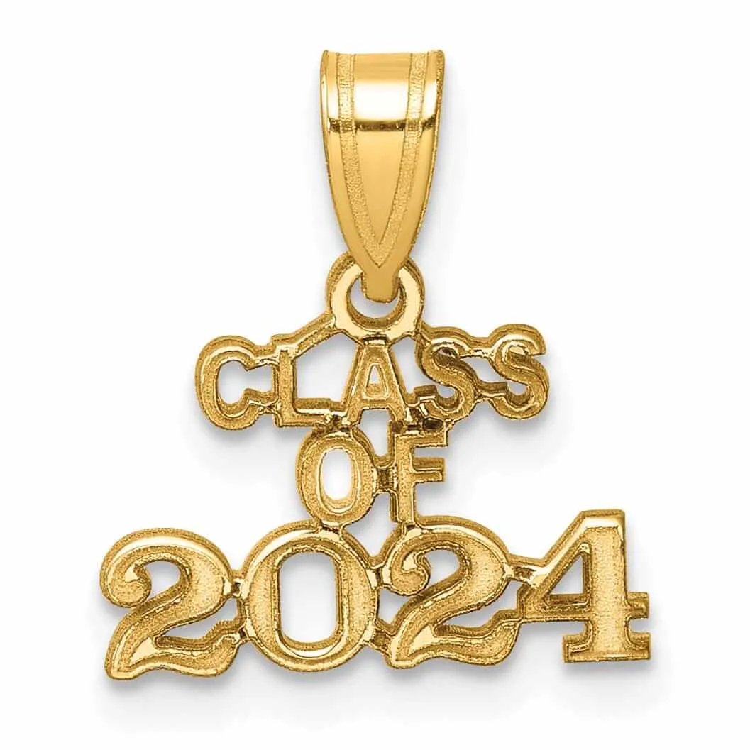 14K Polished Block CLASS OF 2024 Charm - Yellow Gold