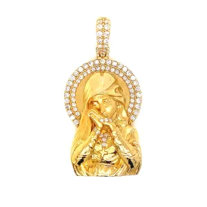 14k Virgin Mary Diamond Pendant