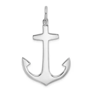 14K White Gold 3-Dimensional Polished Finished Large Anchor Charm Pendant