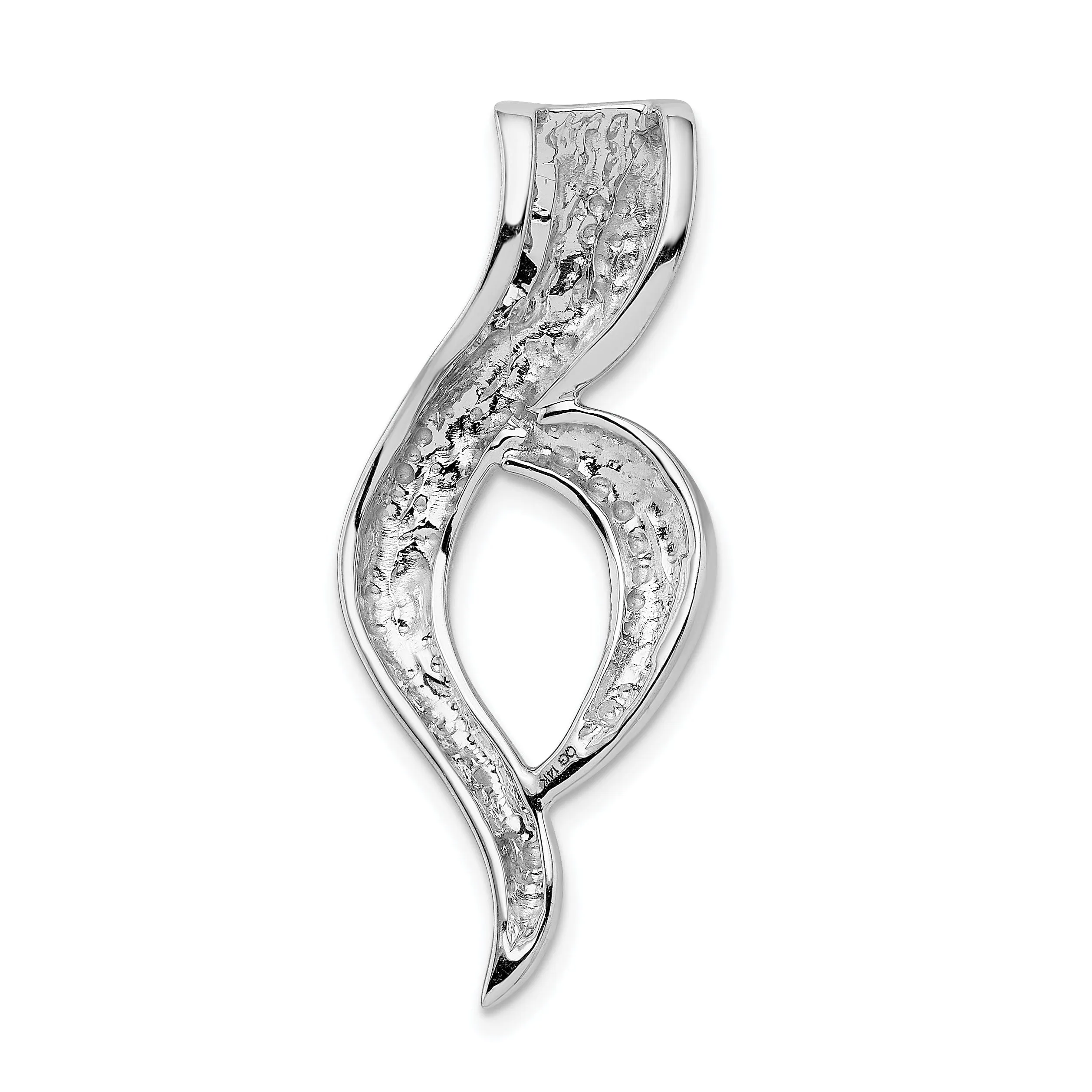 14k White Gold Oval Fancy Slide Pendant