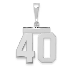 14k White Gold Polished Finish Medium Size Number 40 Charm Pendant