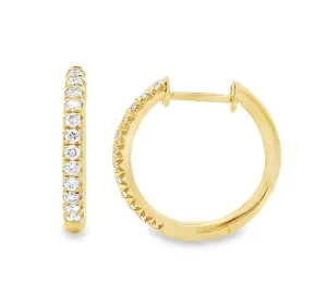 14K Yellow Gold 0.24ctw Diamond Huggie Earrings