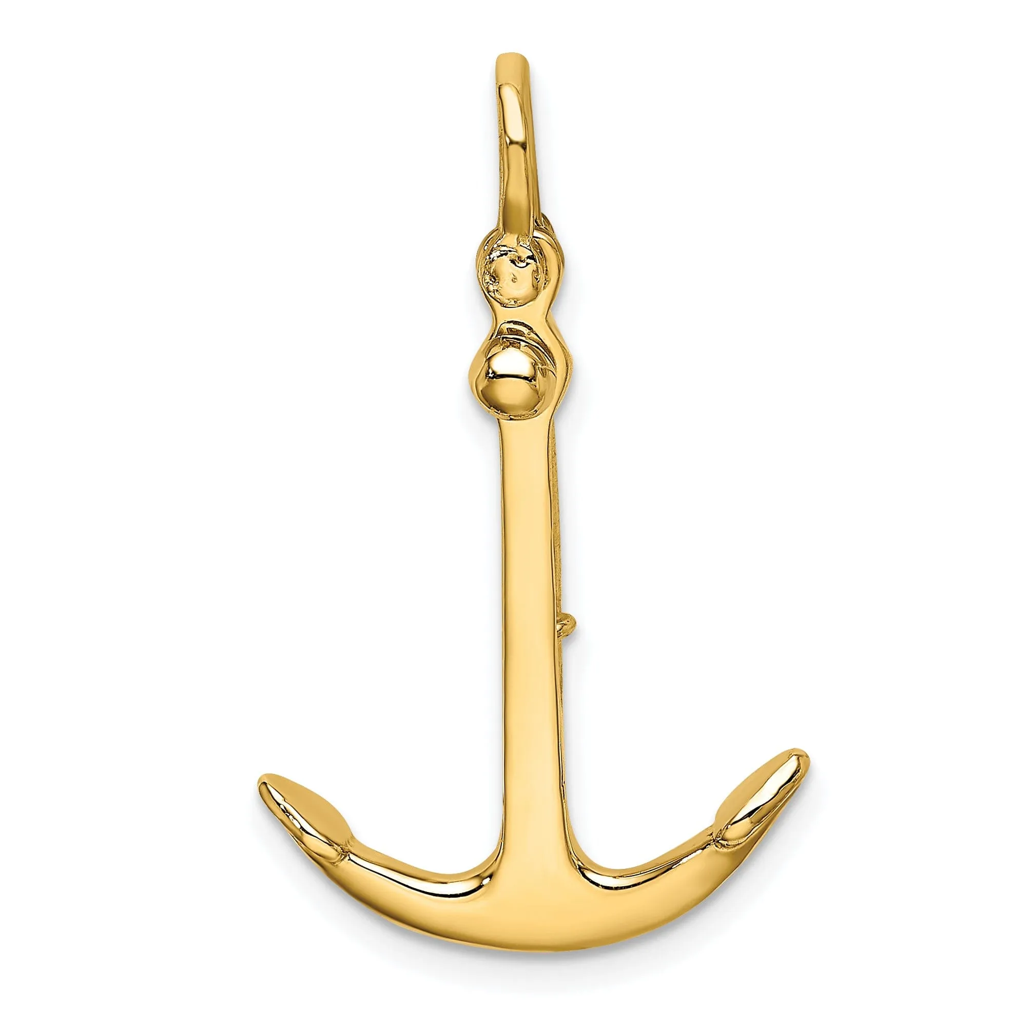 14K Yellow Gold 3-Dimensional Polished Finished Anchor 2-Piece Moveable Charm Pendant