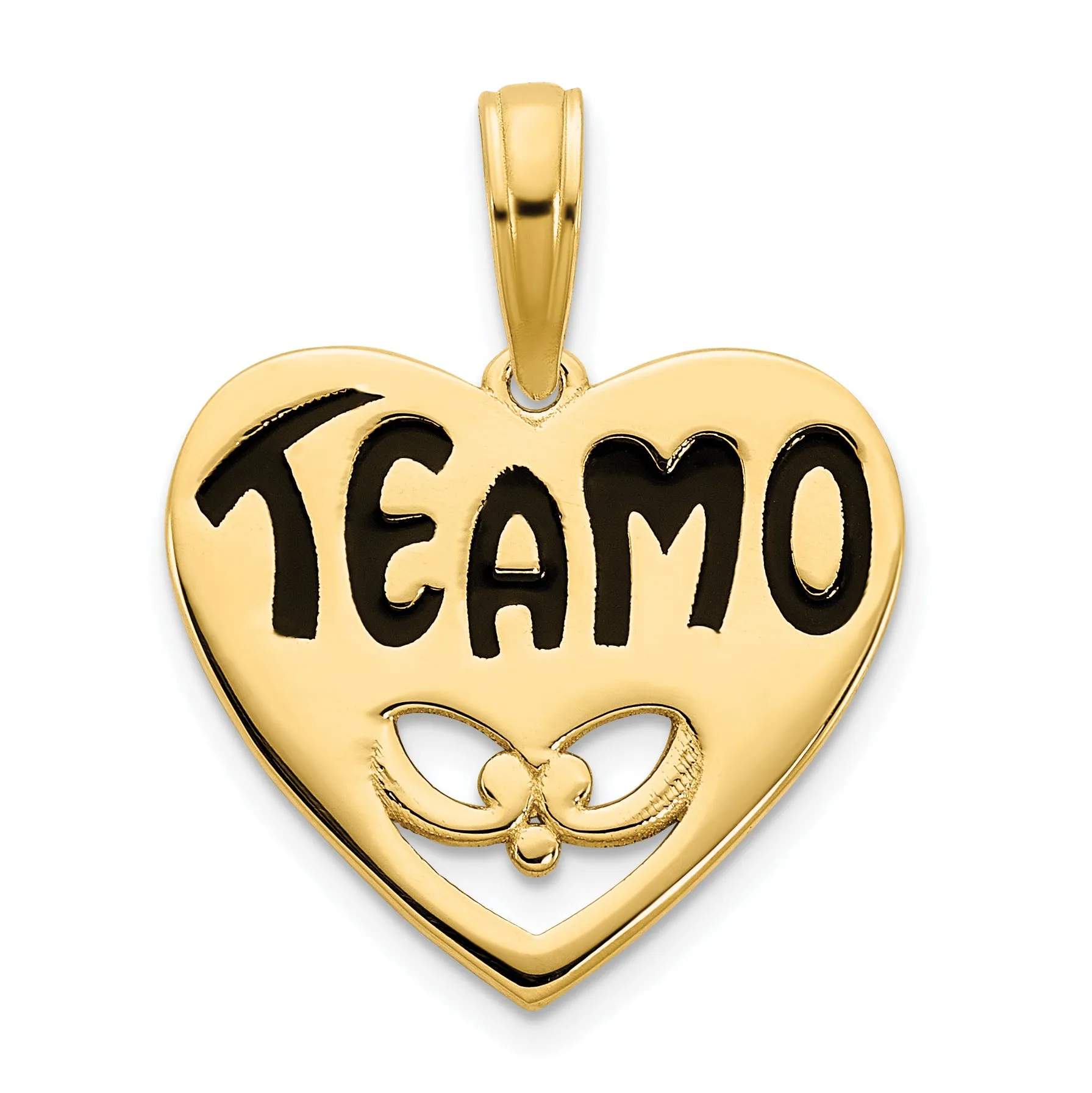 14k Yellow Gold Epoxy Te amo Heart Pendant