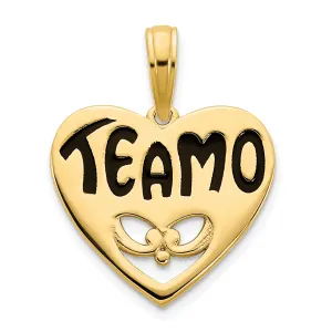 14k Yellow Gold Epoxy Te amo Heart Pendant