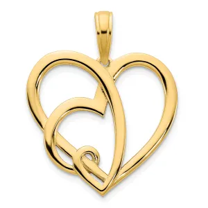 14k Yellow Gold Heart in a Heart Design Pendant