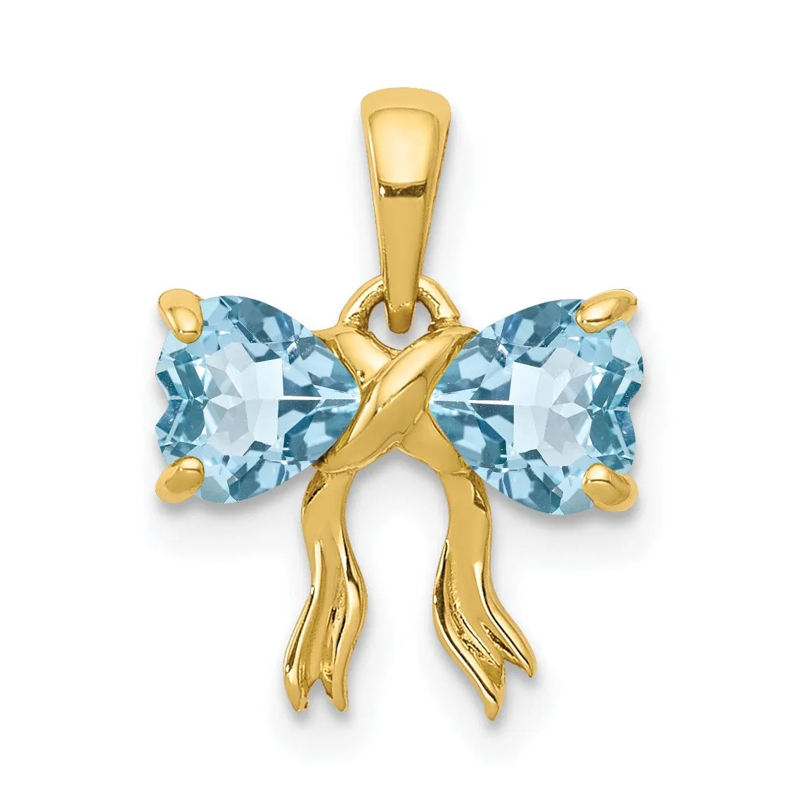 14k Yellow Gold Light Swiss Topaz Bow Pendant