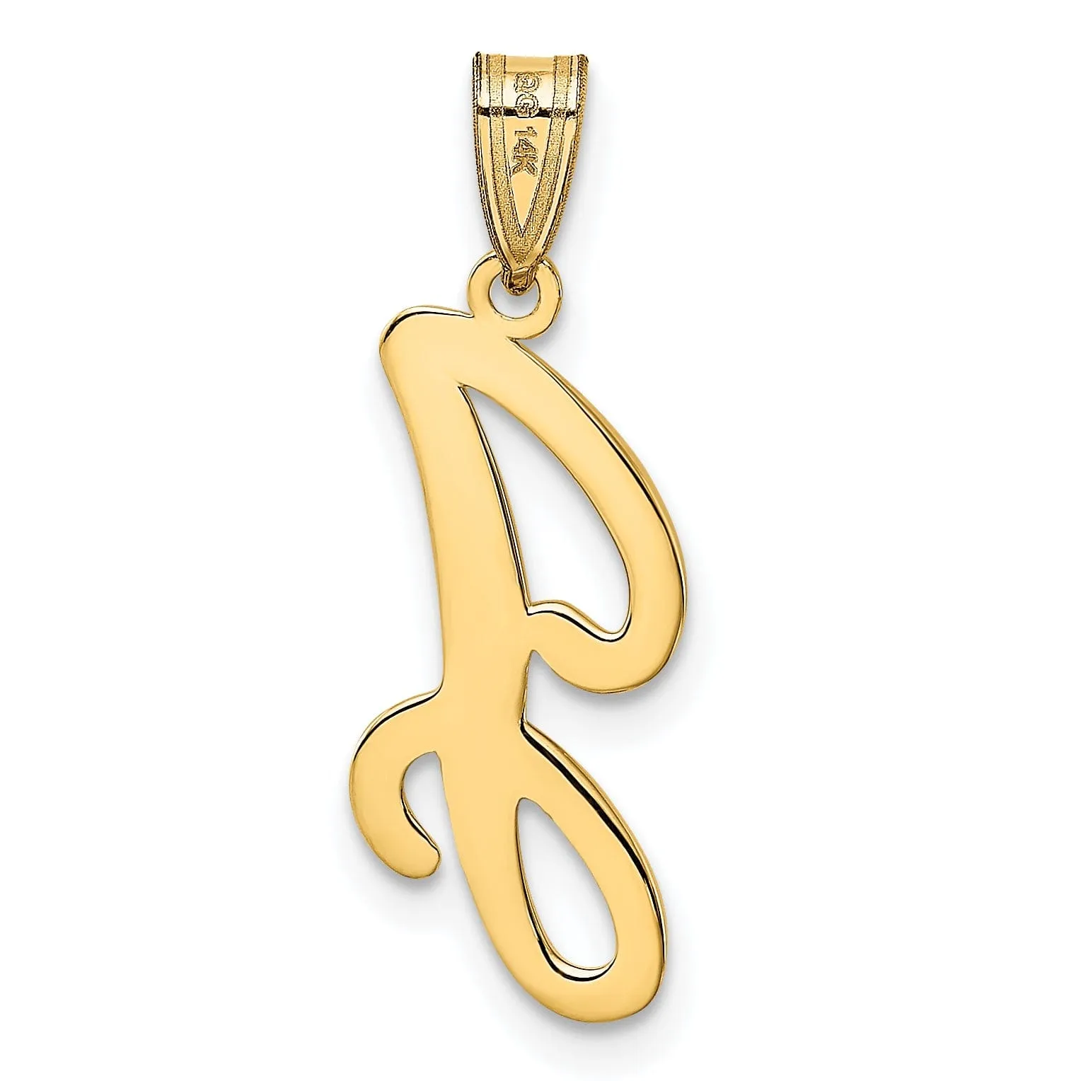 14K Yellow Gold Medium Size Script Design Letter J Initial Pendant