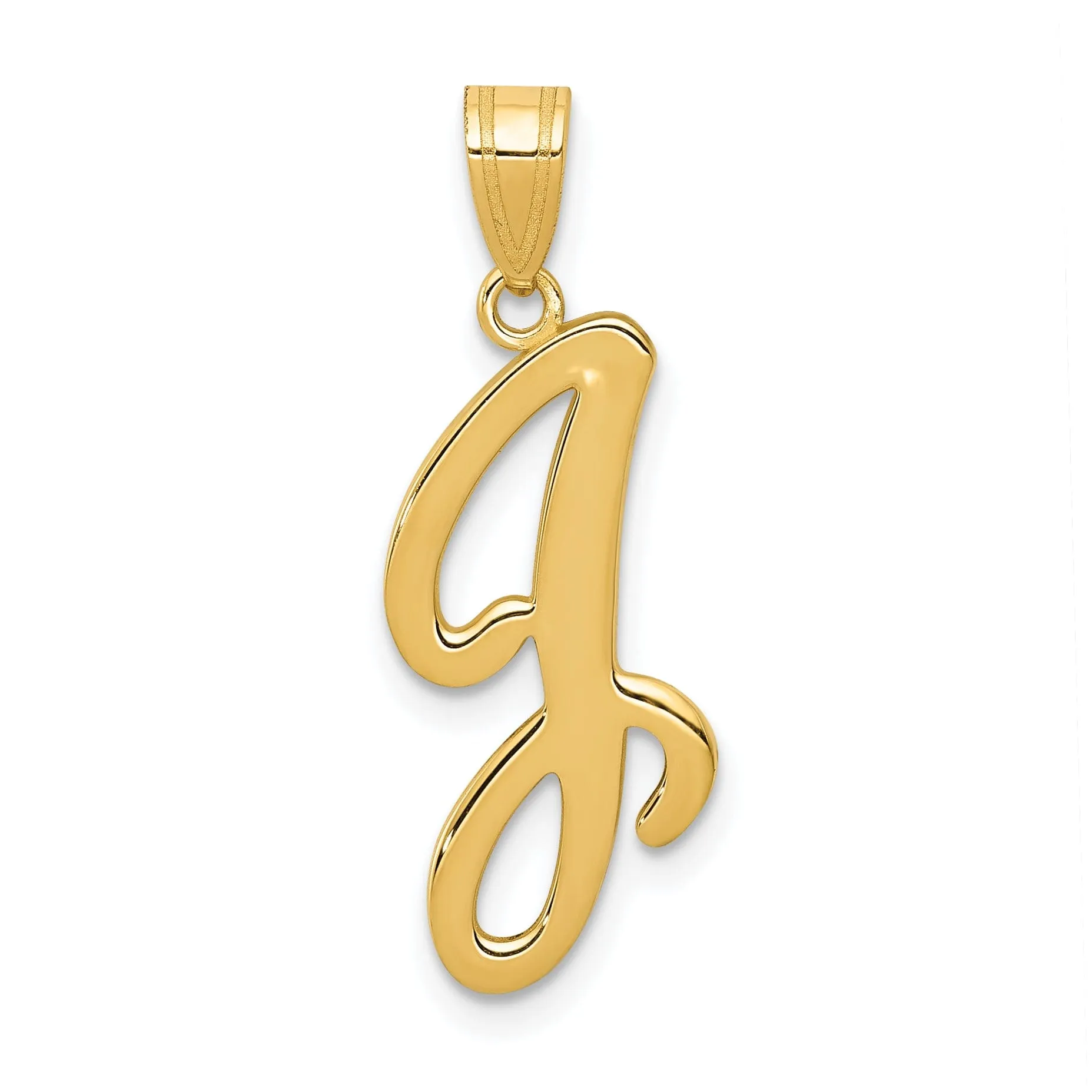 14K Yellow Gold Medium Size Script Design Letter J Initial Pendant