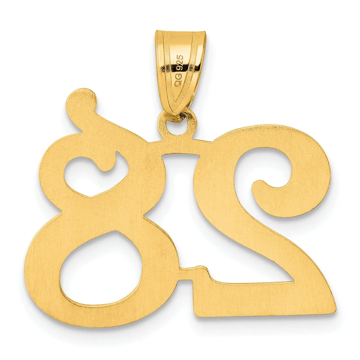 14k Yellow Gold Polished Finish Number 28 Charm Pendant