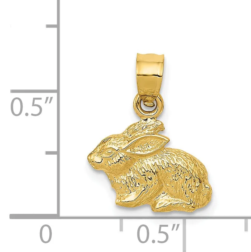 14k Yellow Gold Polished Finish Rabbit Pendant