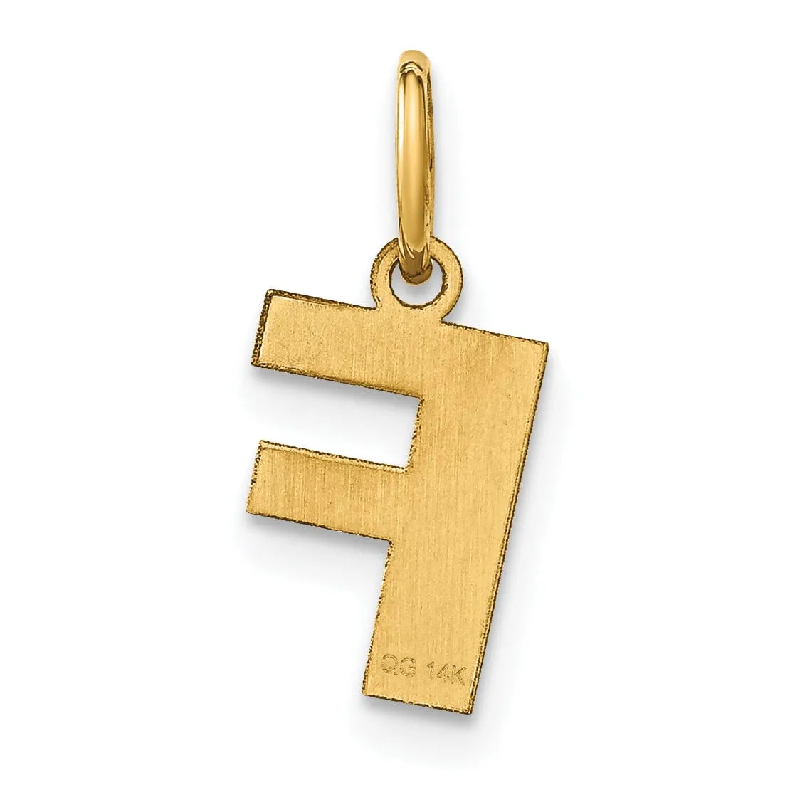 14k Yellow Gold  Small Size Letter F Initial Block Pendant