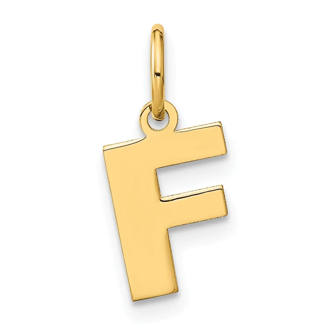 14k Yellow Gold  Small Size Letter F Initial Block Pendant