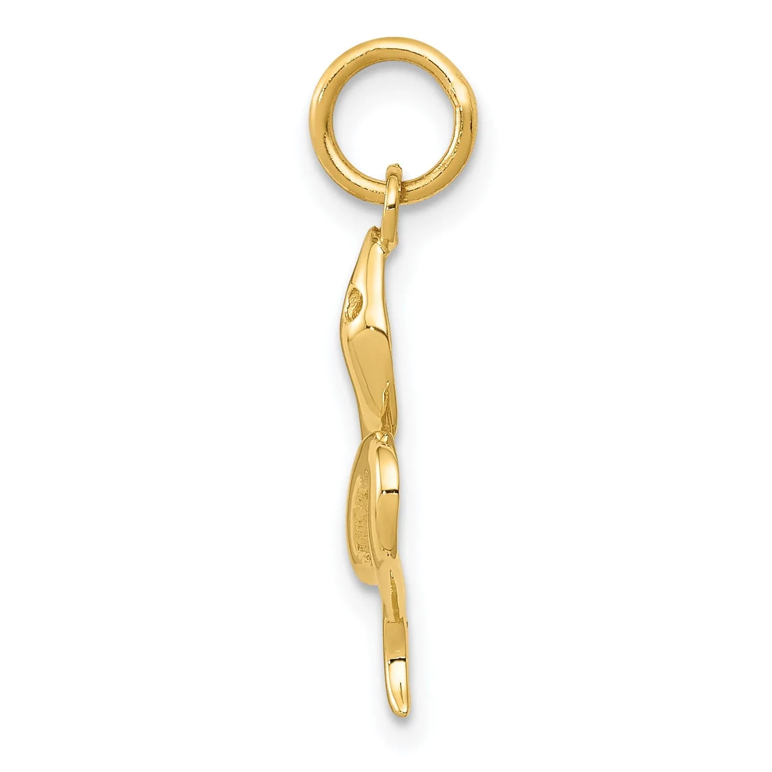 14k Yellow Gold Solid Polished Finish Snake Charm Pendant