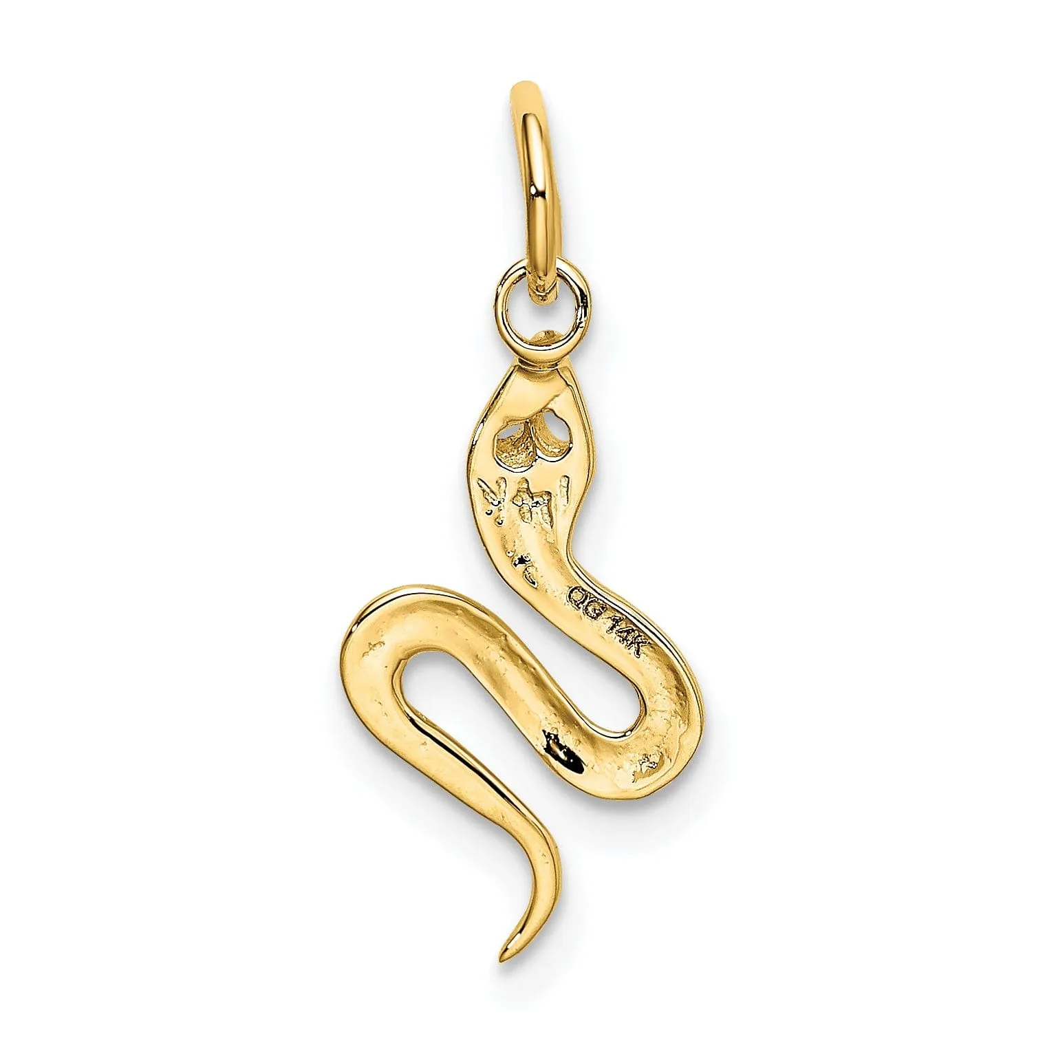 14k Yellow Gold Solid Polished Finish Snake Charm Pendant