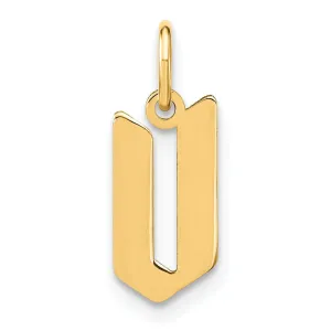 14K Yellow Gold Upper Case Letter V Initial Charm Pendant