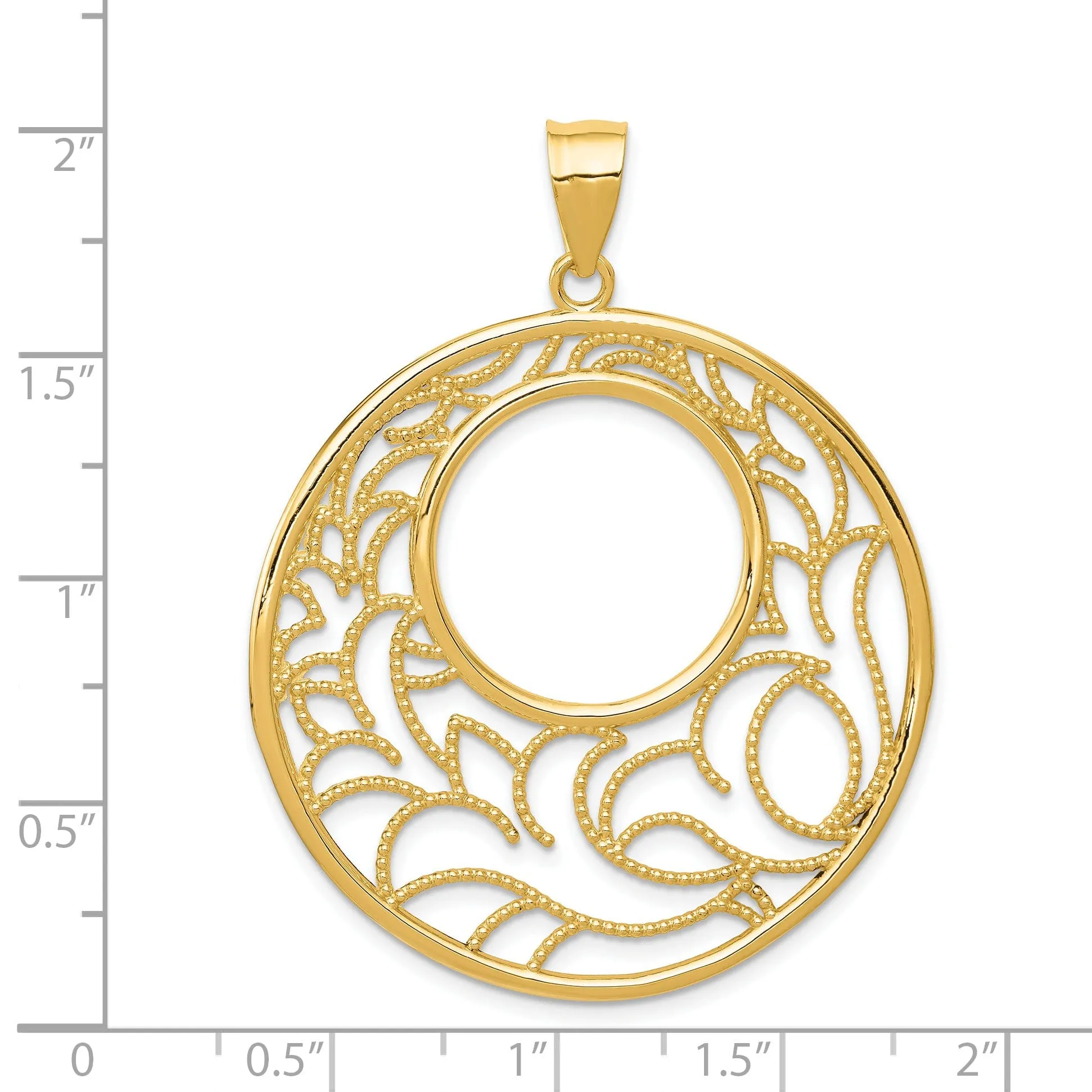 14k Yellow Polished Gold Circle Filgree Pendant