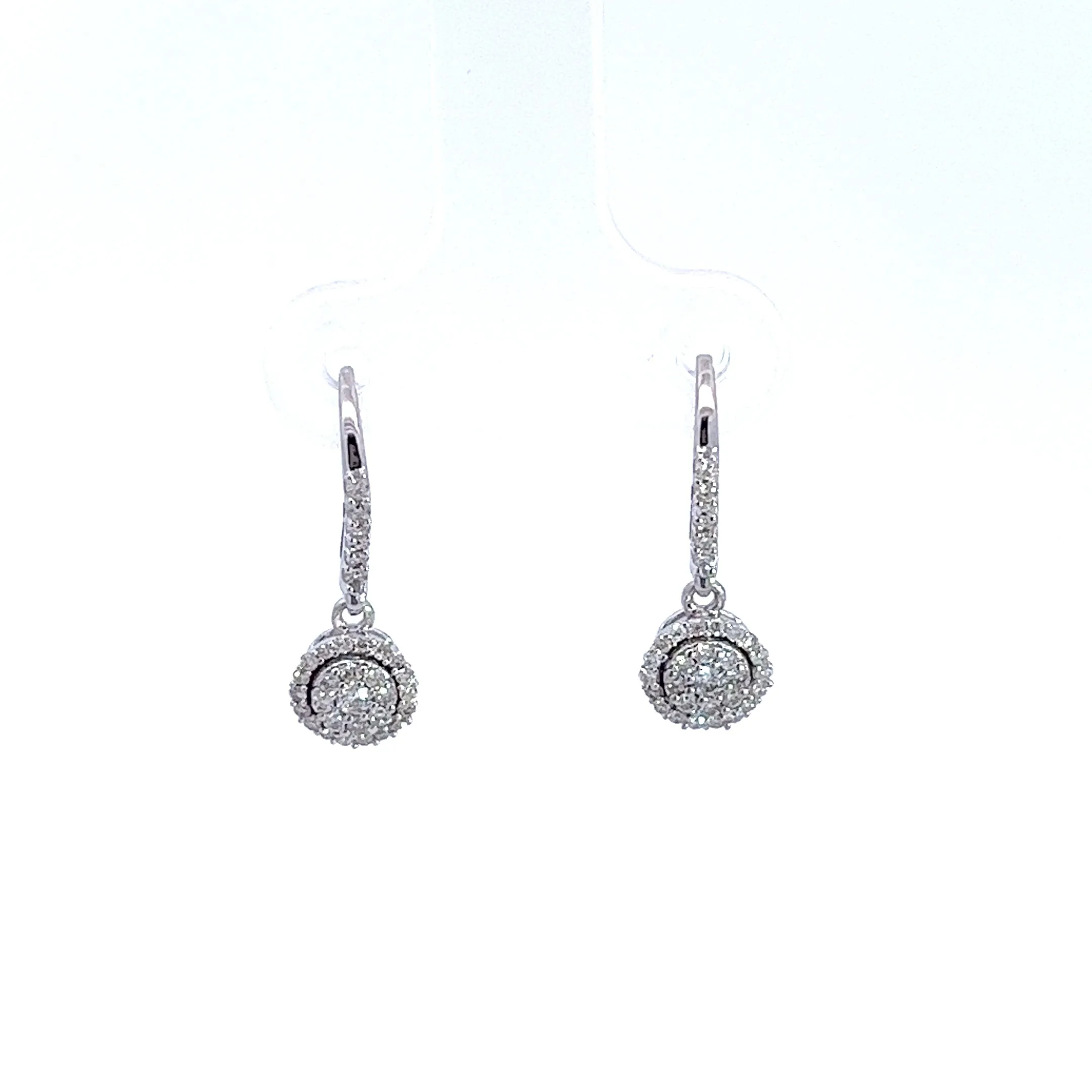 14kt White Gold Dangle  Diamond Earrings