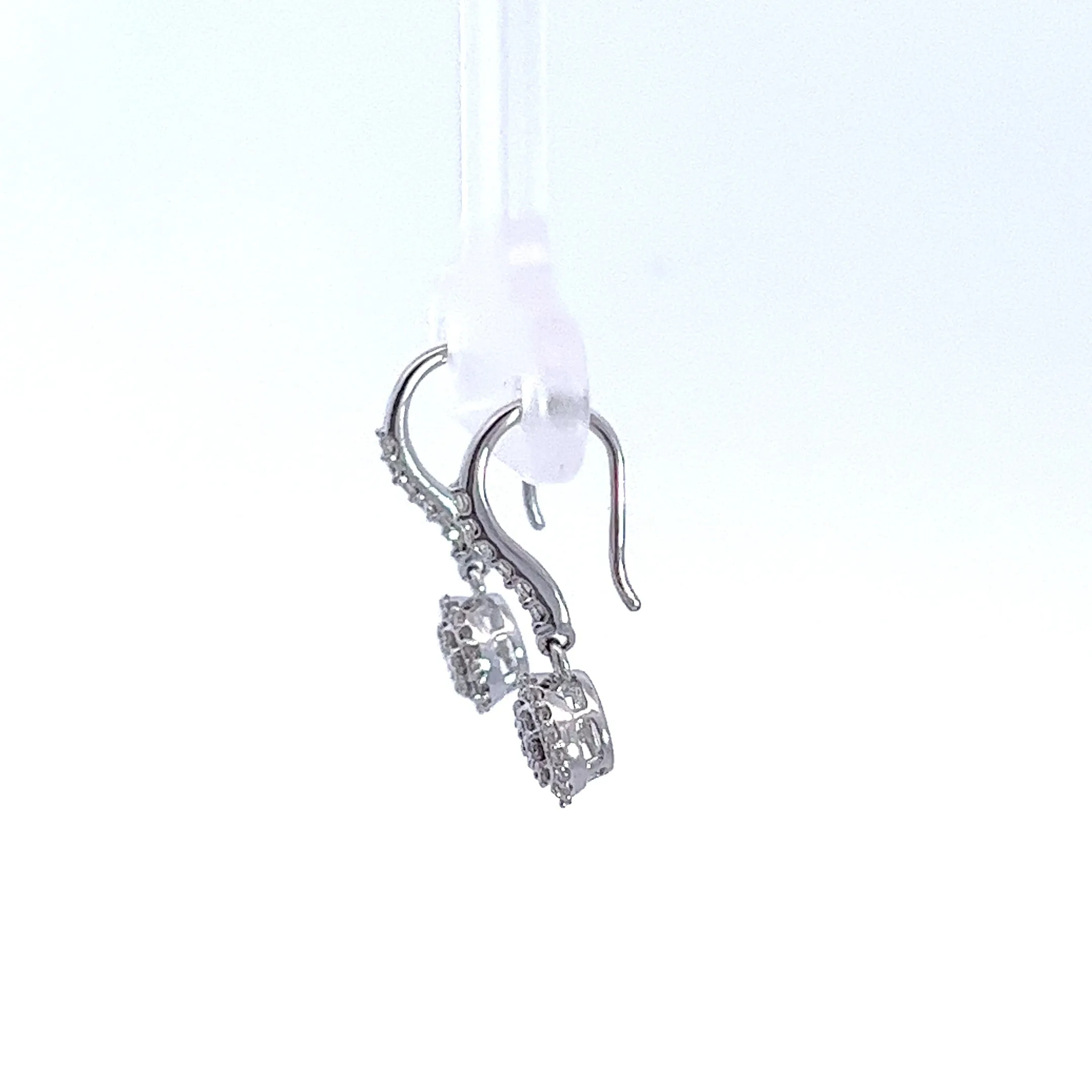 14kt White Gold Dangle  Diamond Earrings