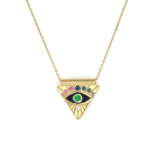 14KY Evil Eye Pyramid Necklace