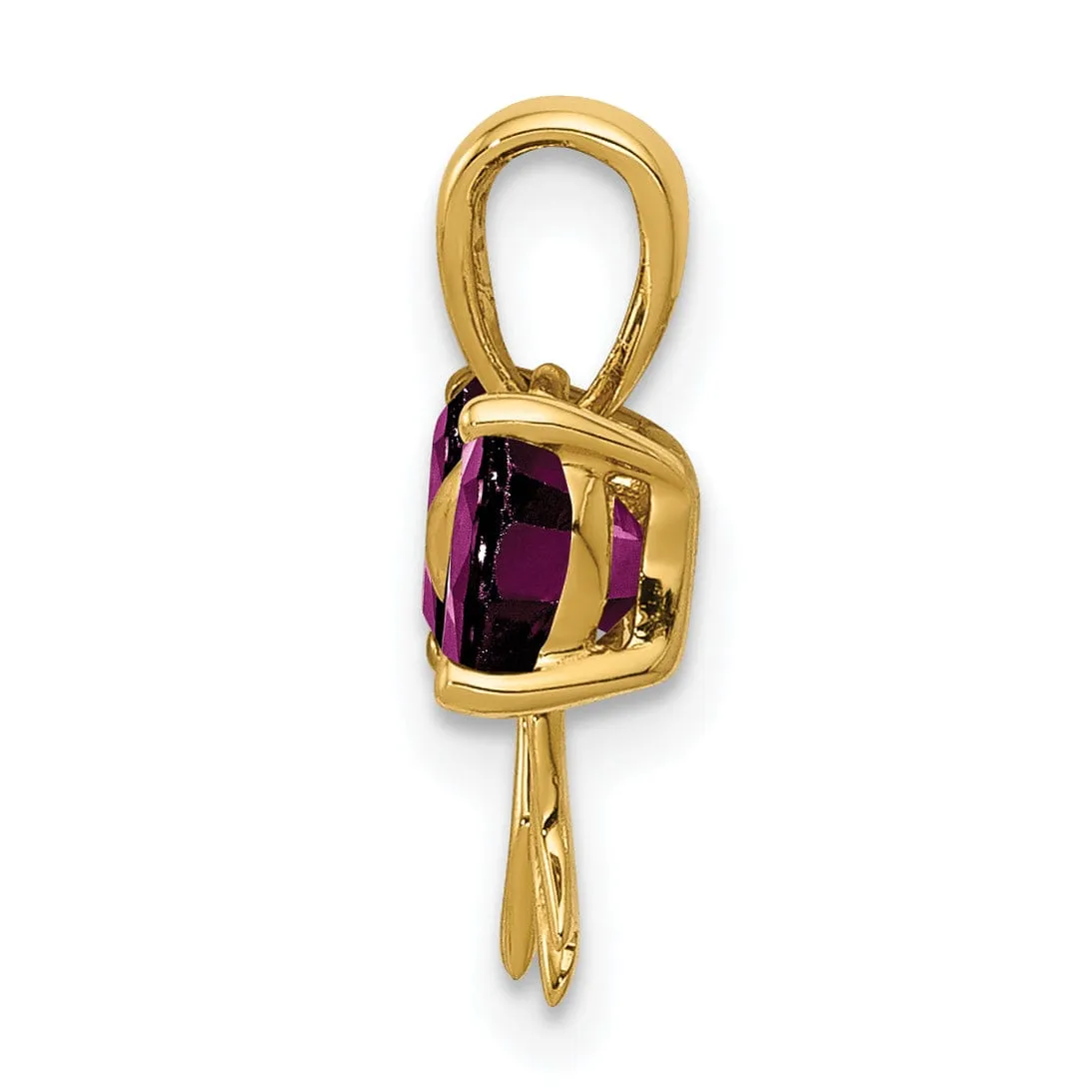 14kYellow Gold Rhodolite Birthstone Bow Pendant