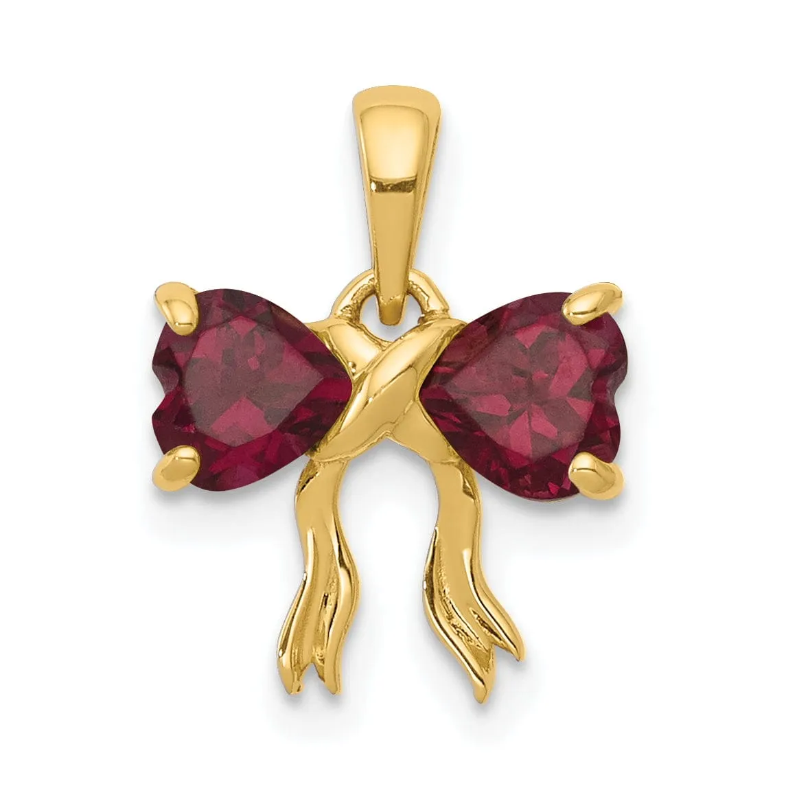 14kYellow Gold Rhodolite Birthstone Bow Pendant