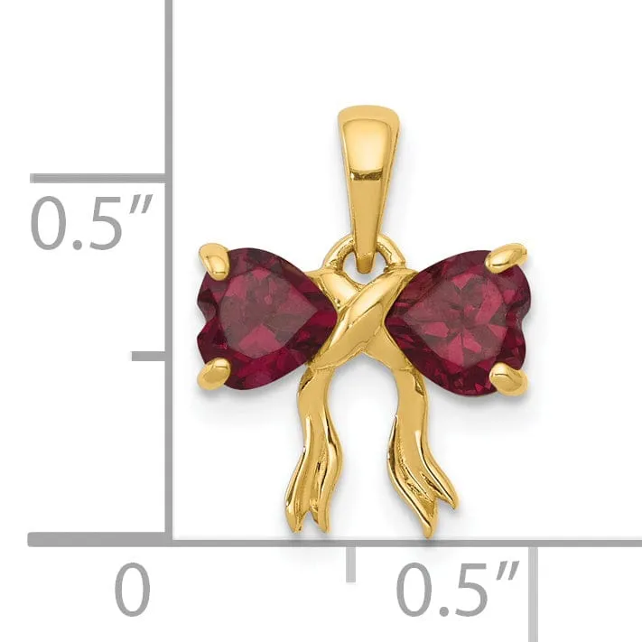 14kYellow Gold Rhodolite Birthstone Bow Pendant