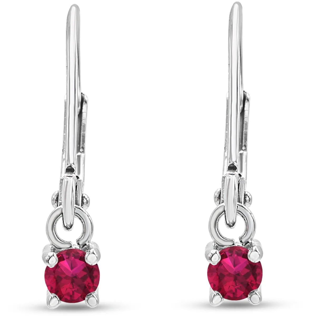 1/5 Carat Created Ruby Leverback Earrings In Sterling Silver