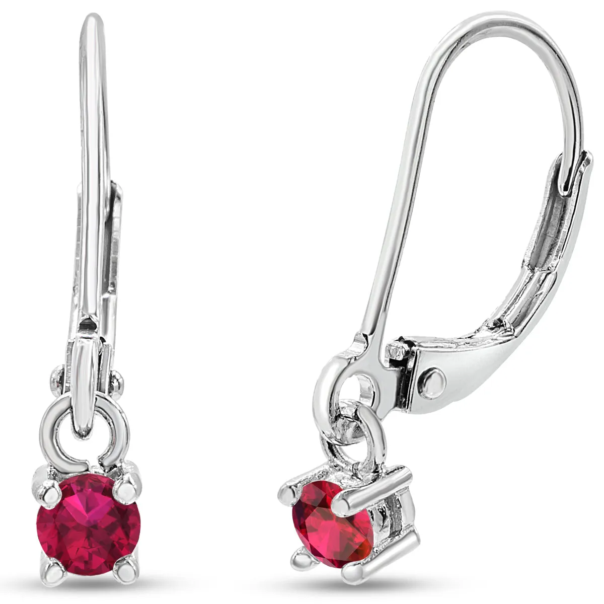 1/5 Carat Created Ruby Leverback Earrings In Sterling Silver