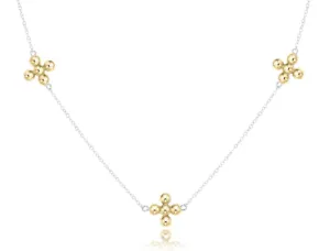 15" choker simplicity chain sterling mixed metal - classic beaded signature cross gold by enewton