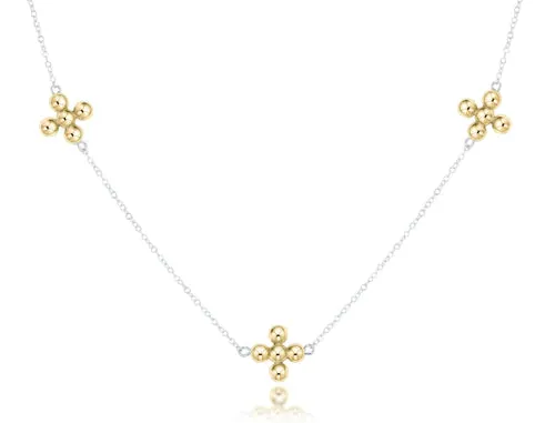 15" choker simplicity chain sterling mixed metal - classic beaded signature cross gold by enewton