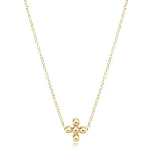 16" necklace gold - classic beaded signature cross gold - 3mm bead gold by enewton