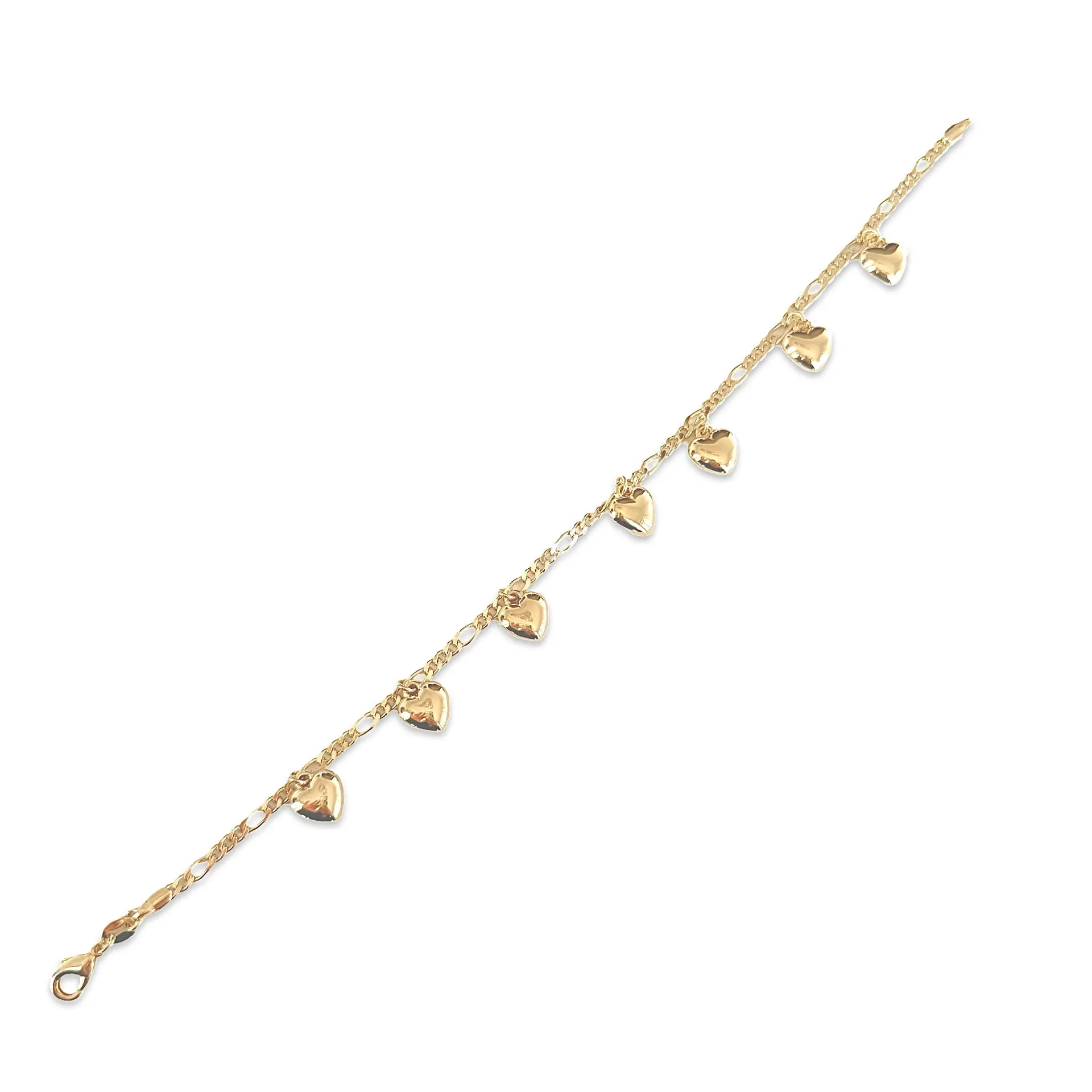 18K Gold Filled Heart Charm Anklet