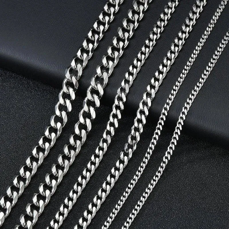 2021 Classic Men Necklace Width 3 To 7 MM Stainless Steel Long Necklace For Men Women Chain Jewelry