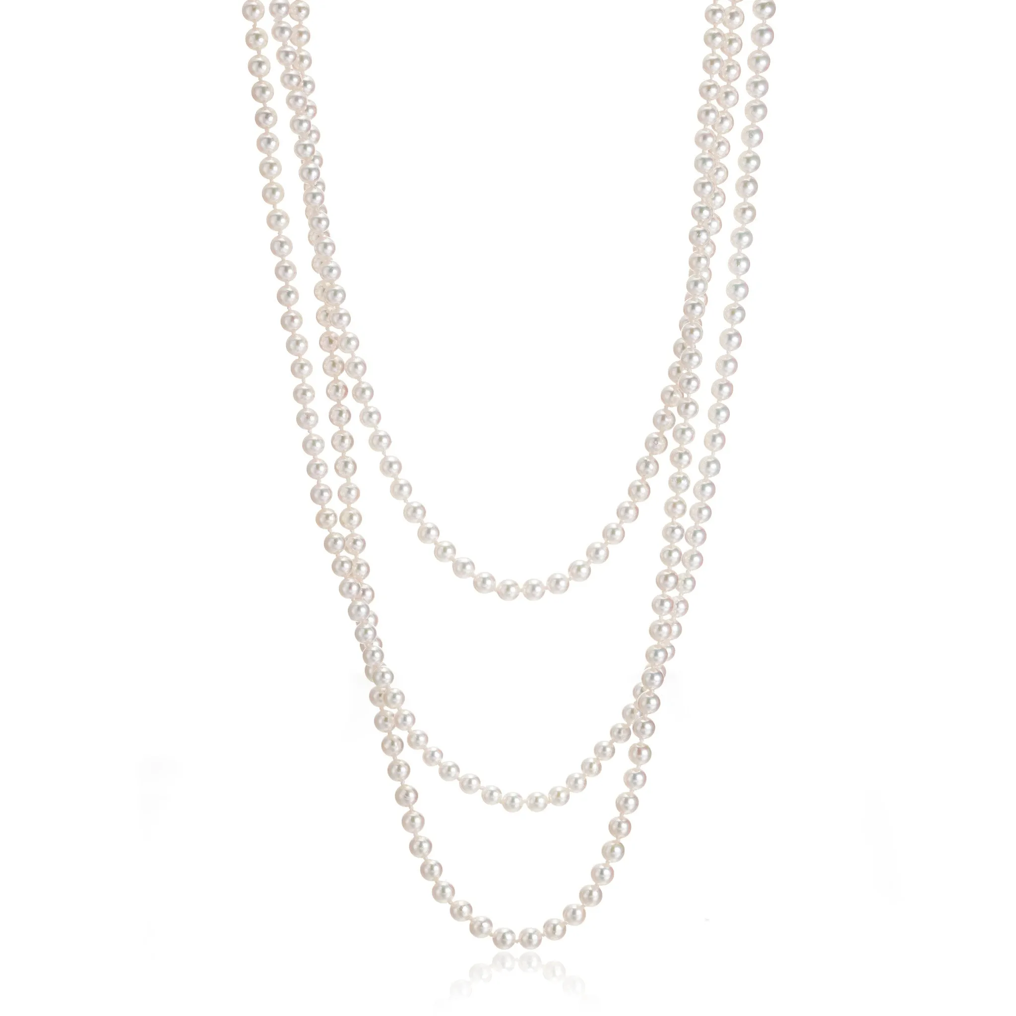 4mm White Akoya Pearl Rope Necklace