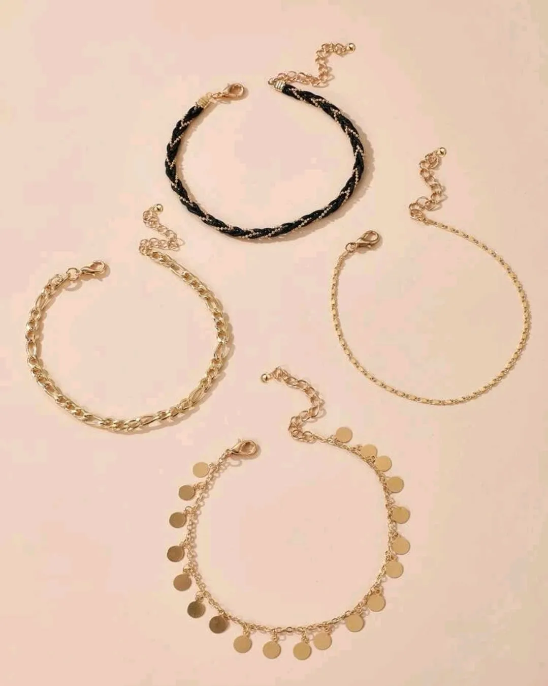 4pcs Round Charm Anklet