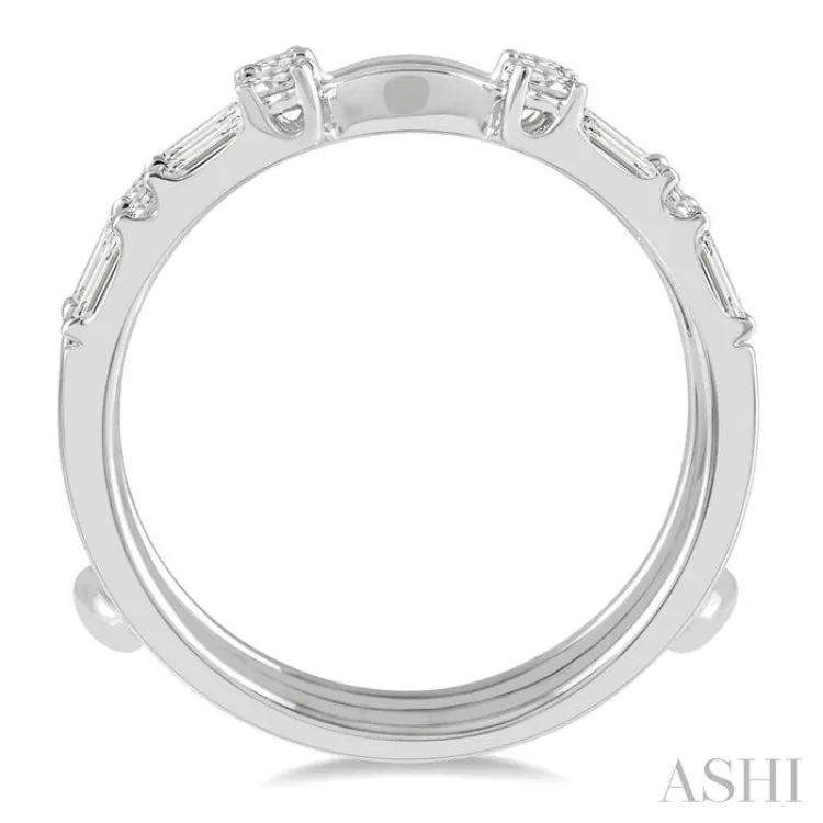 5/8 ctw Baguette and Round Cut Diamond Insert Ring in 14K White Gold