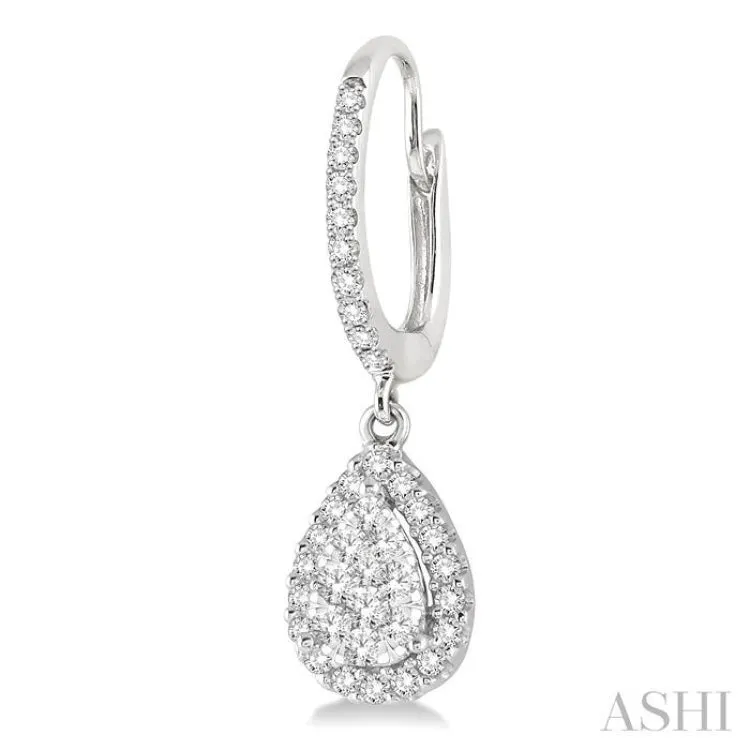 5/8 Ctw Pear Shape Diamond Lovebright Earrings in 14K White Gold