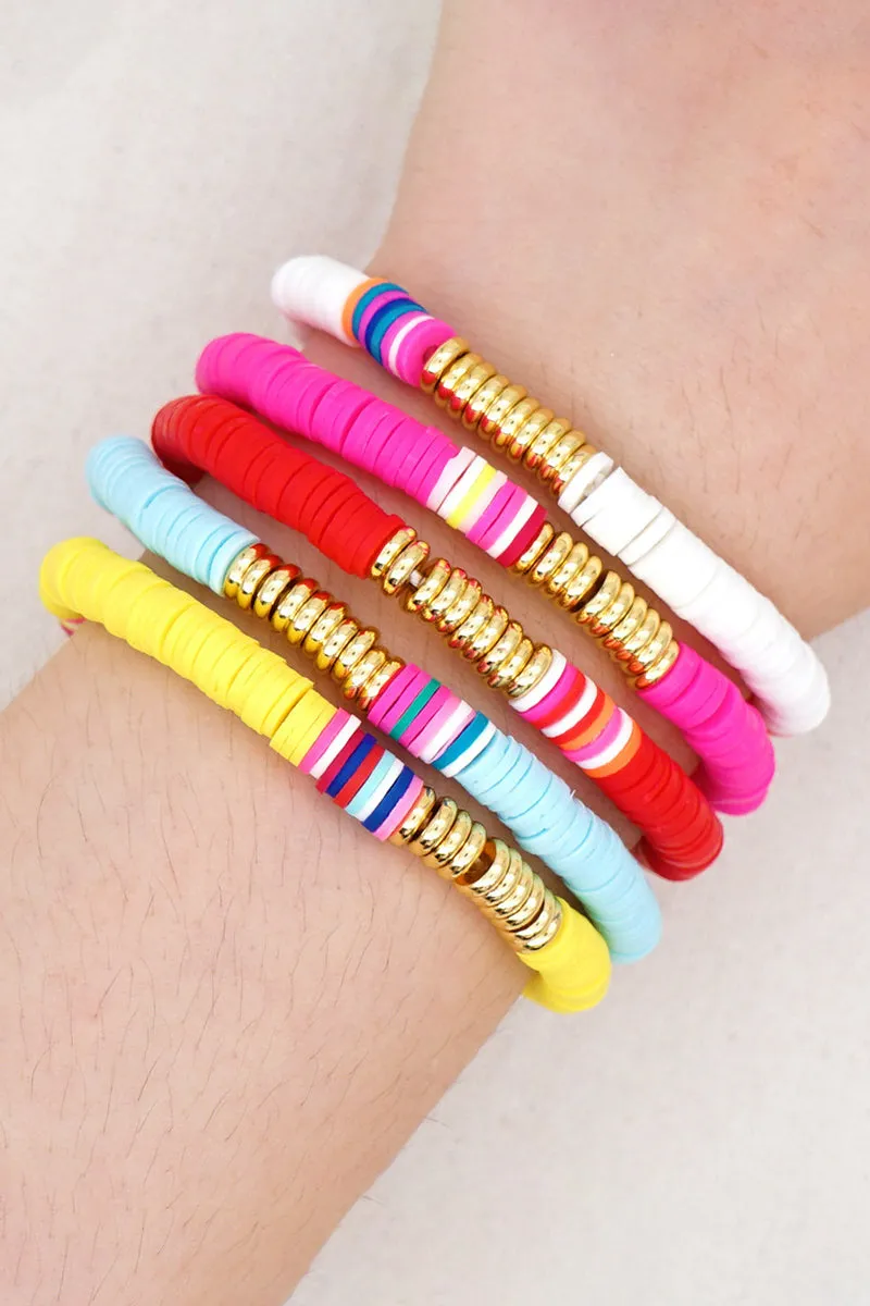 6PCS COLORFUL BEADED BRACELET, 6PCS PER 1 PACK