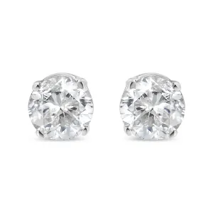 .925 Sterling Silver 1/3 Cttw Round Brilliant-Cut Diamond Classic 4-Prong Stud Earrings (I-J Color, I1-I2 Clarity)