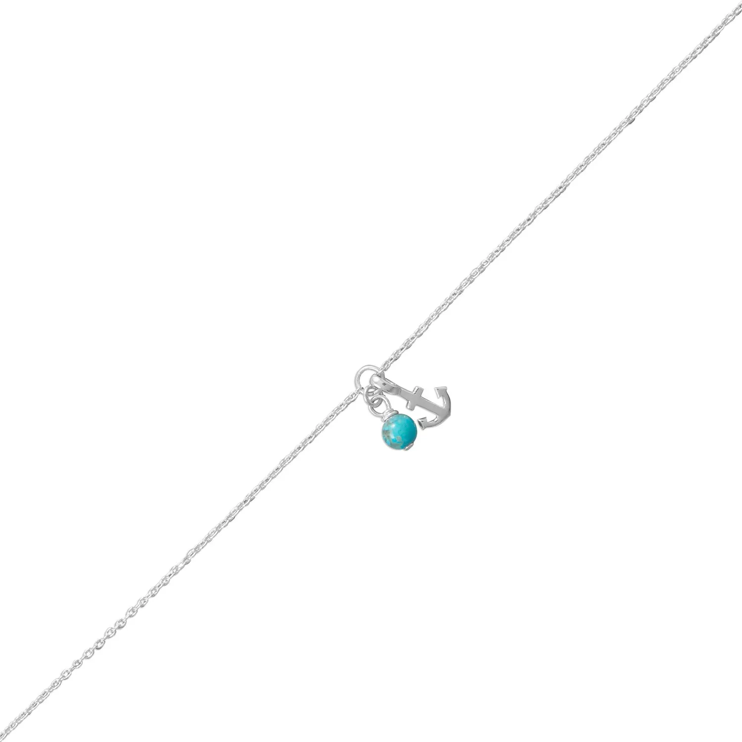 9.25" .75" Anchor and Turquoise Anklet