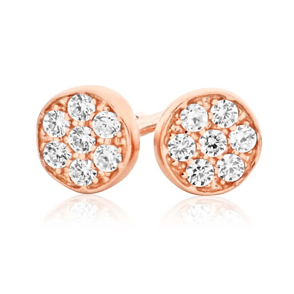 9ct Rose Gold Silver Filled Cubic Zirconia Round 5.5mm Stud Earrings